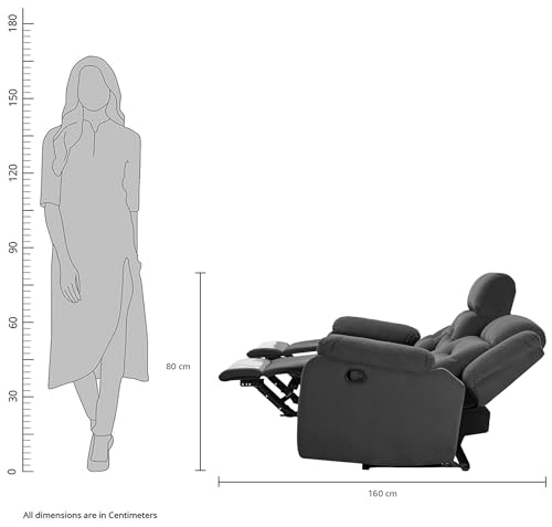 Image of Amazon Brand - Solimo Costa 3 Seater Fabric Manual Recliner (Grey)
