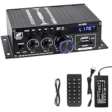 Hosyond Bluetooth 5.0 Audio Amplifier 400W+400W 2.0 CH AMP HiFi Stereo Treble Bass Audio Receiver for Passive Speakers Theater System AK-380