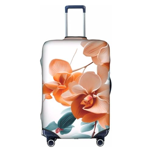 Teal And Orange Flower Printed Luggage Cover Elastic, Washable, Universal Fit 18-32 Inch Travel Suitcase Cover Easy To Identify