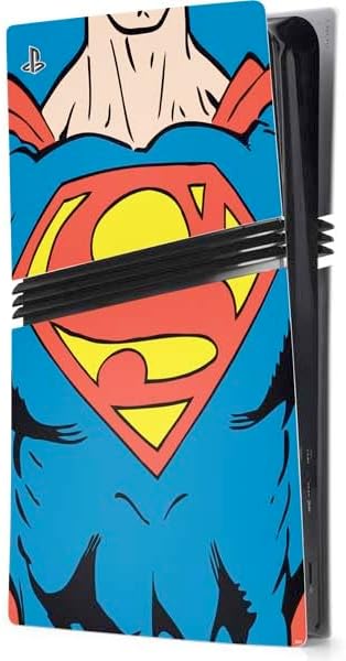 Skinit Decal Gaming Skin Compatible with PS5 Pro Console - Officially Licensed DC Comics Superman Vintage Chest Design