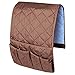 Organizador de Reposabrazos para Sofá, Bolsillo Bandeja para Silla, Soporte de Bolsa de Almacenamiento de Tela para Sofá, Revistero para Mando a Distancia, Teléfono Móvil, Libro, lápiz Marrón