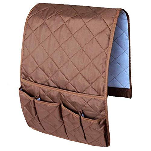 Copiel Organizador de Reposabrazos para Sofá, Bolsillo Bandeja para Silla, Soporte de Bolsa de Almacenamiento de Tela para Sofá, Revistero para Mando a Distancia, Teléfono Móvil, Libro, lápiz Marrón