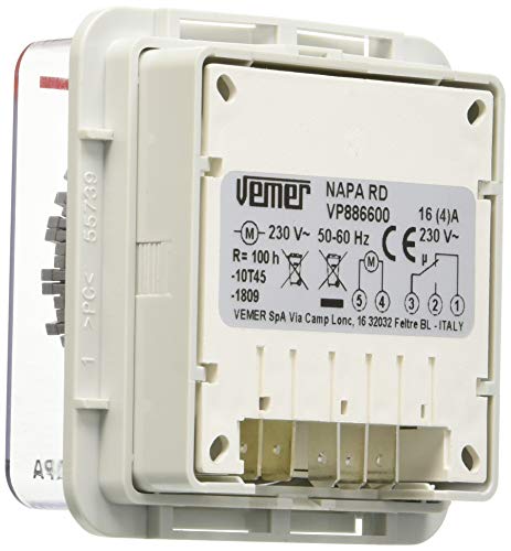 VEMER VP886600 NAPA RD Elektromechanisch Zeitschaltuhr mit Steckreitern mit Tagesprogrammierung, Installation Erfolgt an Schalttafel (Rückwand), Hellgrau
