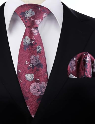 Image of Alizeal Mens 3.15'' Colorful Flower Pattern and handkerchief Necktie Set