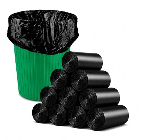 Image of Small Black Garbage Bags 17x19 Inch Trash Bags for Dry & Wet Waste, 300 Bags (10 Roll)