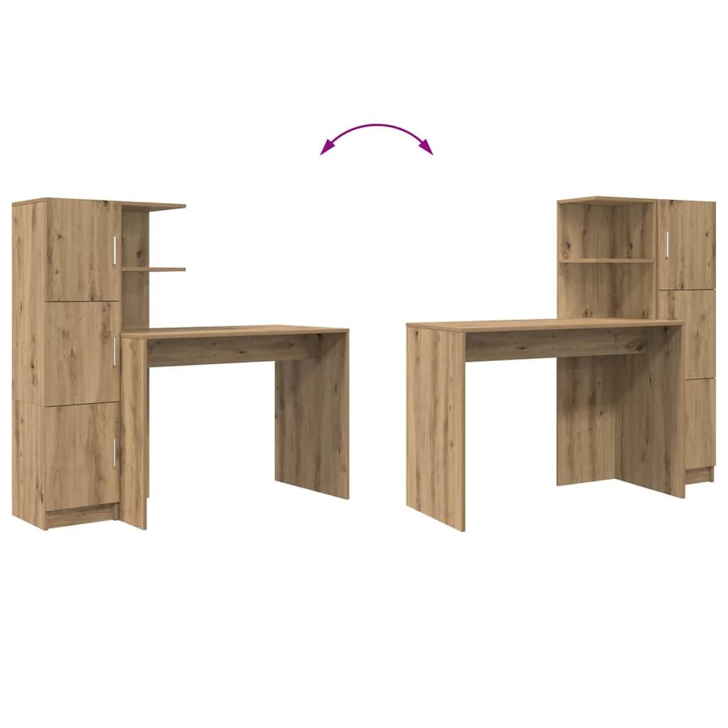 vidaXL Biurko Dąb rzemieślniczy 133,5 x 50 x 124 cm 2 szt. | Dużo przestrzeni, żeby ogarnąć swoje rzeczy, Wygodne opcje montażu dla Ciebie, Ma mocowanie do ściany,
