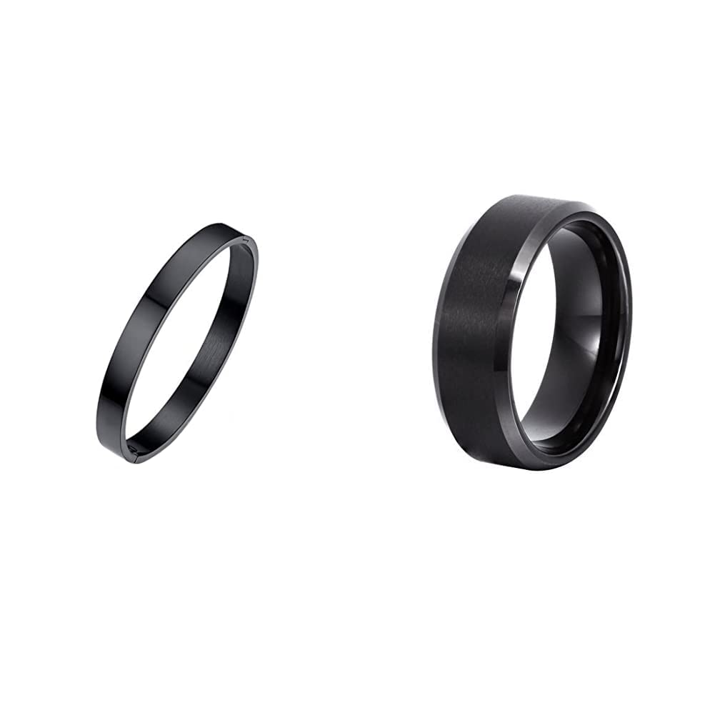 Yellow Chimes High Polished Stainless Steel Stylish Kadaa Bracelets for Men Boys and Yellow Chimes 316L Stainless Steel Black Band Ring for Men and Women (9) (B08WD82KPV) Amazon Price History, Amazon Price Tracker