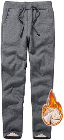 Jenkoon Womens Warm Fleece Sherpa Lined Sweatpants Drawstring Jogger Pant Trousers (Grey-2, Small)