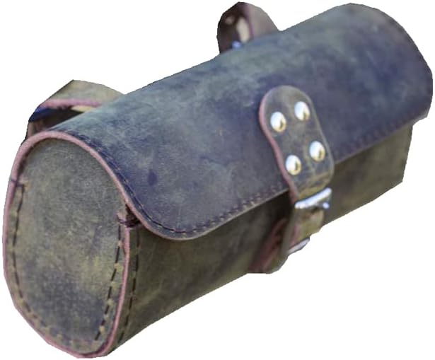 Bike Handlebar Saddle Bag Genuine Leather RAW Army Green