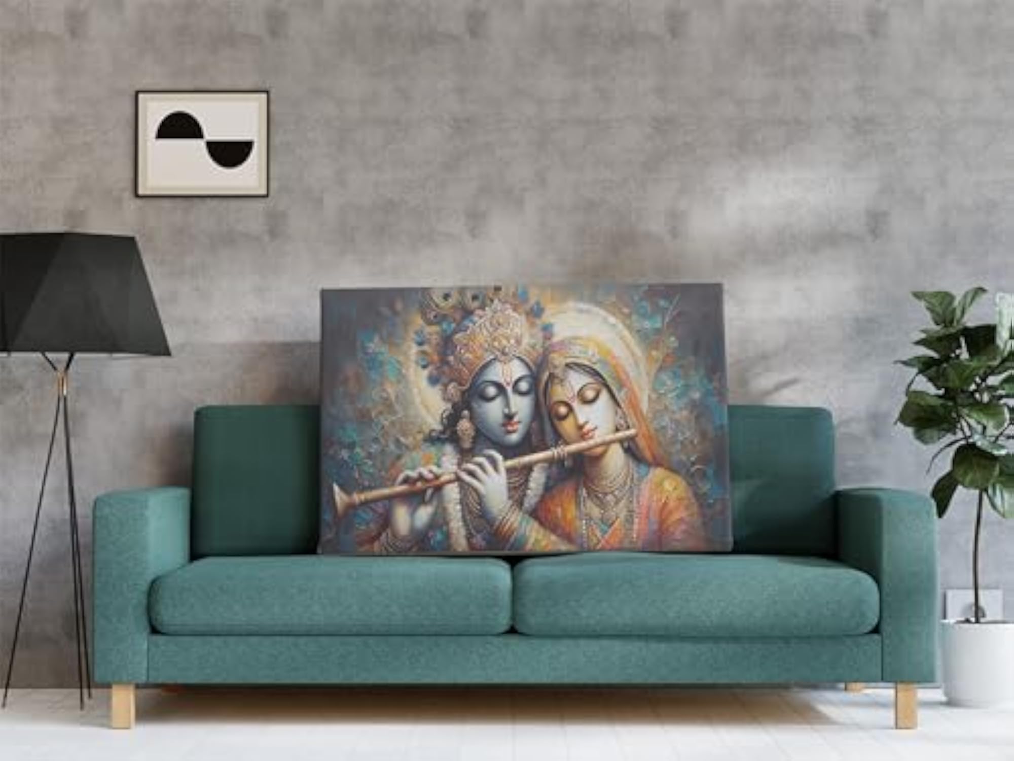 Cotton Radha Krishna Painting for Wall Decoration, Large Canvas Art
