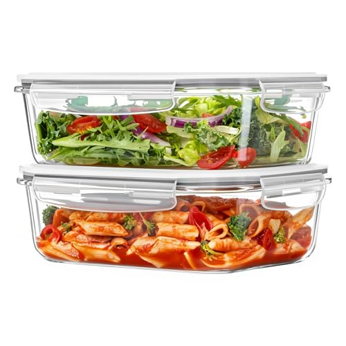 Image of Vtopmart 2Pack 1500ml /50.7oz Large Glass Storage Containers With Lids, Grey