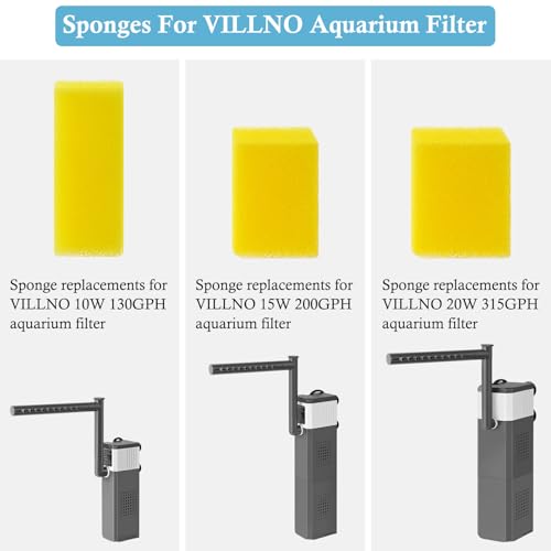 VILLNO 4PCS Replacement Aquarium Filter Sponge for 10W-130GPH Aquarium Filter, Aquarium Biochemical Sponges for Replacement - Thumbnail 6