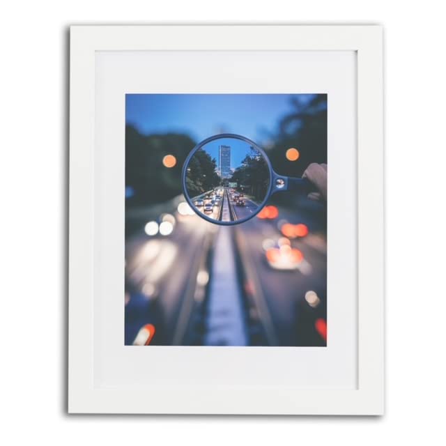 iDecorlife 16x20 White Picture Frames - Extra Thick Tempered Glass and Real Wood 11x14 Picture Frame with Mat or 16x20 Frame Without Mat - Wall Mounting Ready Real Wood Photo Frame