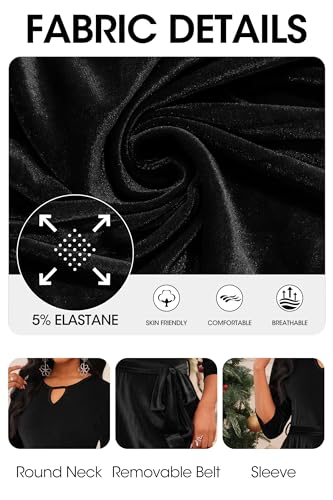 Image of CLOCOR Midi Dresses for Women Casual A-Line Fit and Flare Dress Crewneck 3 /4 Sleeve Keyhole Cocktail Party Church Dress