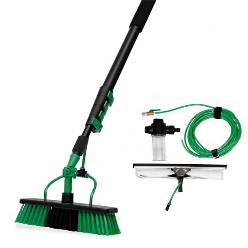 Hammersmith AquaClean Deluxe - Das Original aus dem TV - Besen mit Wasseranschluss - Waschbürste inkl. 3,6m Teleskopstiel - Wasserbesen - Fenster & Photovoltaik Reiniger