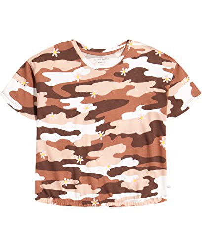 Image of Lucky Brand Girls' Short Sleeve Graphic T-Shirt, Tagless Cotton Tee with Fun Designs, Stone Camo, 16