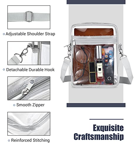 MoKo Clear Bag Stadium Approved for Women, Large Capicity Crossbody Bag with 2 Pockets and Zipper4