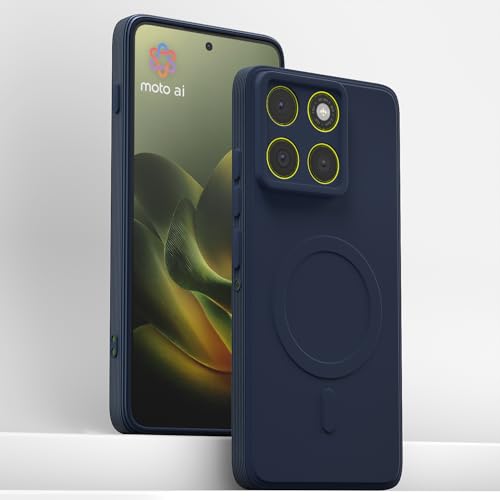 Image of Pikkme Back Cover for Motorola Moto Edge 70 5G Soft Matte Silicone Mag-Safe Design (Mag-Safe Not Support) Camera Protection | Slim Fit Bumper Cover (Blue)