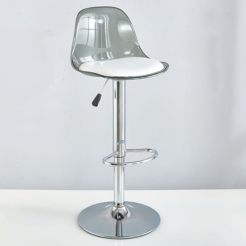 GAORUTO Juego De Taburetes De Bar, Taburetes Giratorios con Respaldo, Taburetes De Bar Transparentes Ajustables, Sillas Modernas Sin Brazos para Desayunar En La Cocina Grey,Tall