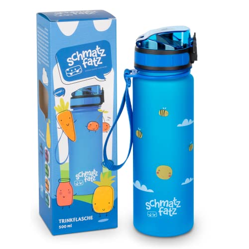 schmatzfatz Trinkflasche Kinder Auslaufsicher 0,5L, Sport Trinkflasche Schule zum Wandern & Fitnessstudio, Geschmacksneutrale