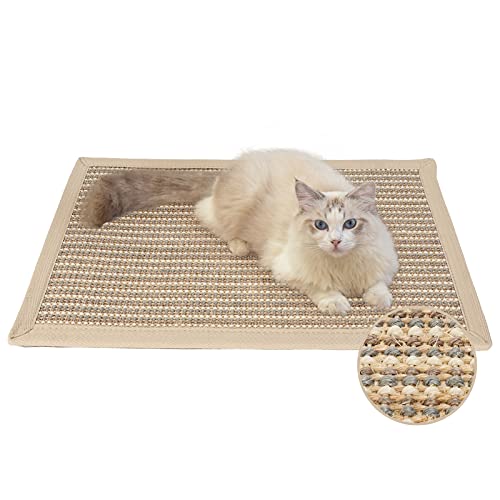 FUKUMARU Alfombrilla rascadora para Gatos, 60 x 40 cm, sisal Natural para Gatos, Tabla rascadora Horizontal para Suelos de Gatos, Protege Muebles y sofás
