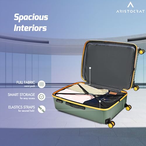 Image of Aristocrat Vortex Plus | Set of 2 Trolley Bag, 55+65 Cm, Small+Medium Hardside Luggage | 8 Wheels, Combination Lock | Polycarbonate | 3 Year International Warranty | Thyme Green