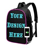 Exgunly Custom Backpack, Custom Personalized Text Picture Backpack,Backpack With a USB and headphone