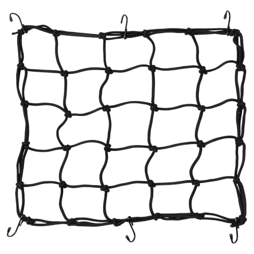 BODZWI Red de Equipaje para Moto 40x40cm, Pulpo Moto Elástico con Ganchos para Sujetar Casco y Carga, Red Elástica Moto Universal para Motocicleta, Bicicleta y Portaequipajes, Negro