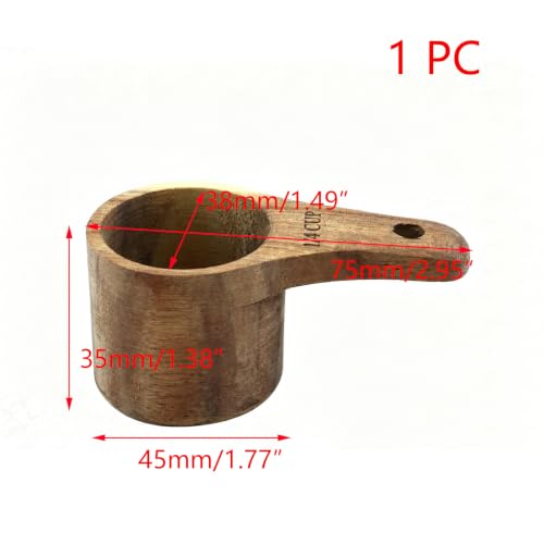 Vaso medidor de madera 1/4 taza miniatura 2