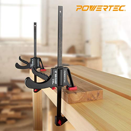 Image of POWERTEC 71597 36 Inch Bar Clamps with Spreader, Trigger Clamps for Woodworking, One-Handed Carpenter Quick Clamp Sets for Gluing, Wood Clamps for Woodworking Tools, 2 pack