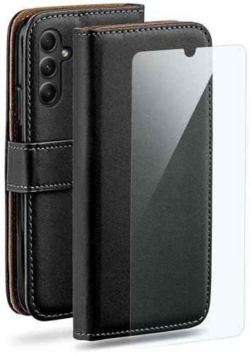 Étui Samsung Galaxy A34 5G moex en cuir noir avec film écran