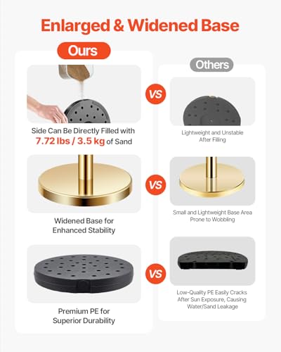 VEVOR Stanchions and Velvet Ropes 4Pcs, Hollow Base with Stainless Steel Post, 2 Red Velvet Ropes and Posts, Crowd Control Barriers Gold Stanchions, Red Carpet Runner Poles for Party Supplies