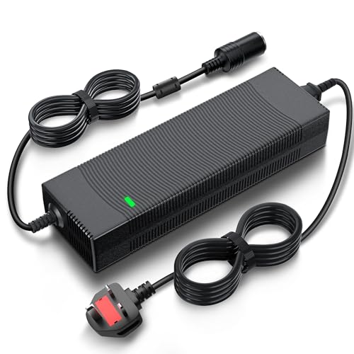 AUCARAUTO 110-240V to 12V Cigarette Lighter Socket, 15A/180W/2.65M Mains to 12V Plug Adapter AC/DC Car Power Supply Adapter, AC to DC Converter Transformer for Car Powered Device (C15)