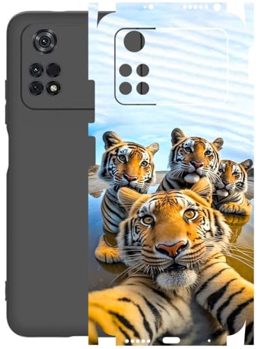 Image of AtOdds - Full Body Back Screen Guard Protector Film - Lamination Wrap Skin Sticker Compatible with Poco M4 PRO (4G) | Scratchproof Matte Finish (Selfie)