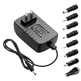 ALITOVE 5V 3A Power Supply DC 5 Volt 15W 3000mA 2.5A 2A 1A Power Adapter Converter with 5.5x2.5mm 5.5x2.1mm 4.0x1.7mm 3.5x1.35mm 3.0x1.1mm 2.5x0.7mm Micro-USB Type-C Tips for Raspberry Pi 3 4 USB-HUB