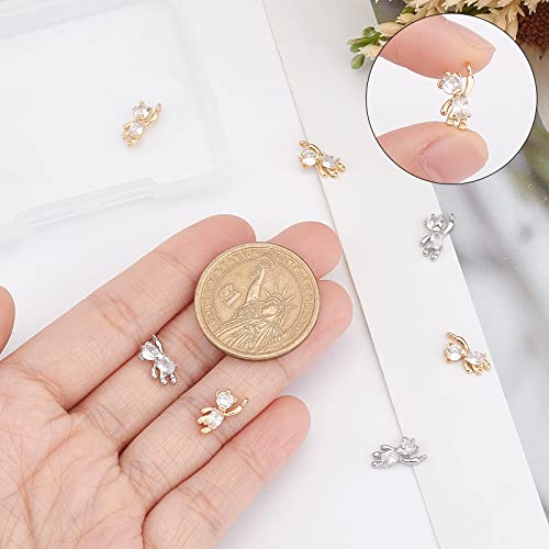 SUNNYCLUE 1 Box 12Pcs Bear Charms Animal Charms Real 18K Gold & Platinum Plated Brass Charm Rhinestone Cubic Zirconia Charms for jewellery Making Charm Hanging Ornament Necklace Earrings DIY Craft - Image 3