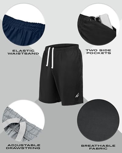 NY Threads 5 Pack Men's Athletic Shorts Quick Dry Loose-Fit Lightweight Running Workout Gym Shorts with Pockets2