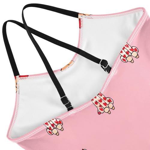 Girl Bathing Suits 3-10 Y Beach Swim Suits Kids, Cute Poodles Pink4