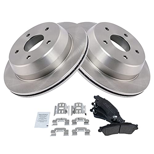 Image of TRQ Rear Brake Pad and Rotor Set Semi Metallic Rotors | For 1998-2005 Chevrolet Blazer 1998-2001 GMC Jimmy