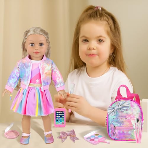 Unicorn Element MB-AG-HZP 14Pcs American 18 Inch Doll Clothes And Accessories Makeup Playset Include Girl Dolls Clothes thumb #6