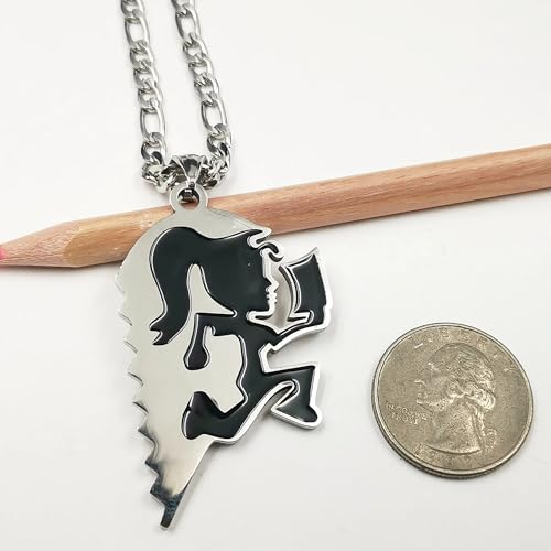 One Pair Of Pendant Charm White Black Hatchetman Hatchet Man womenJuggalo Juggalette Couple Heart Necklace 4mm 24'' silver hip hop pendant for Women, Men, hatchet man3