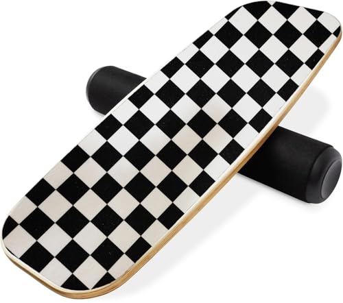 Balance Board Surf Trainer with Adjustable Stoppers - 2 Different Distance Options Balance Board for Surfing, Snowboarding, Skiing, Skateboarding, 300lbs Capacity (check)