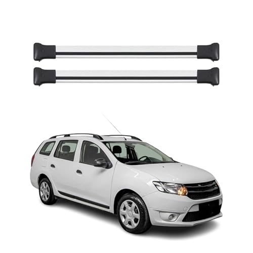 OMAC Barres de Toit en Aluminium pour Dacia Logan MCV mk2 2012-2019 – TÜV/DIN 75302:2019 – Charge Max 75 kg – 2 Barres Argent