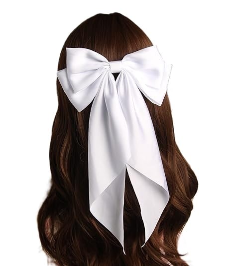Satin Hair Bows with Big Ribbon Clips, Vintage Styled Bows for Women and Girls Hair Bow Women Satin Silky Layered Hair Barrettes French Style Gift for Girls