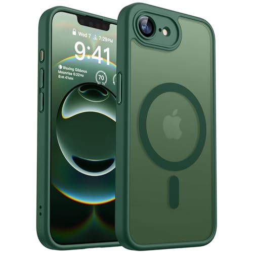 Image of CANSHN Magnetic for iPhone 17e / 16e Case, Upgraded [Full Camera Protection] [Compatible with Magsafe] [Translucent Matte] Shockproof Protective Phone Case for iPhone 17e / 16e - Deep Green