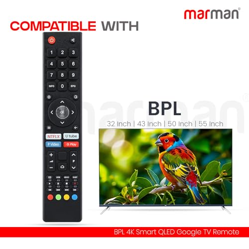 Image of marman Compatible with BPL Smart TV Remote Control Original Model 32H D5300 32H-D4301 43F-A4301 Suitable for Android HD 4k UHD LED QLED Televisions Non Voice Command with Hotkeys