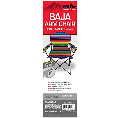 Wilcor Camp Chair | Set Of 2 | Folding Portable Outdoor Lawn Chair For Camping Or Beach | Attached Bottle Opener | Lightweight Festival Chairs For Adults (Baja) #TOP1