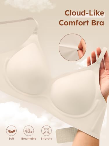 Image of Wireless Jelly Bras for Women No Underwire - S-2XL Seamless Padded T-Shirt Bralette with Support, Comfortable Everyday Bra