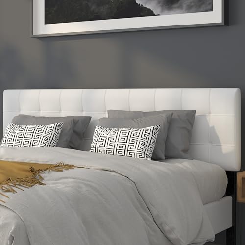 EMMA + OLIVER Quilted Tufted Upholstered King Size Headboard in