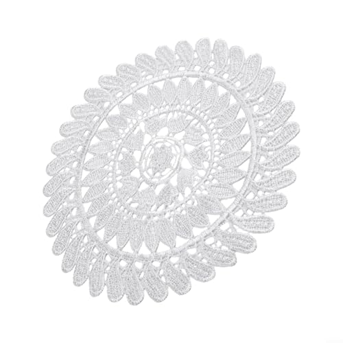 Manteles individuales y posavasos redondos hechos a mano de encaje para decoración del hogar y fiestas, adecuados para tazas, platos, aperitivos y figuras (4#20 cm)